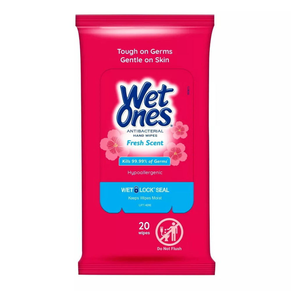 Wet Ones Antibacterial Fresh Scent Hand Wipes, 20 Ea